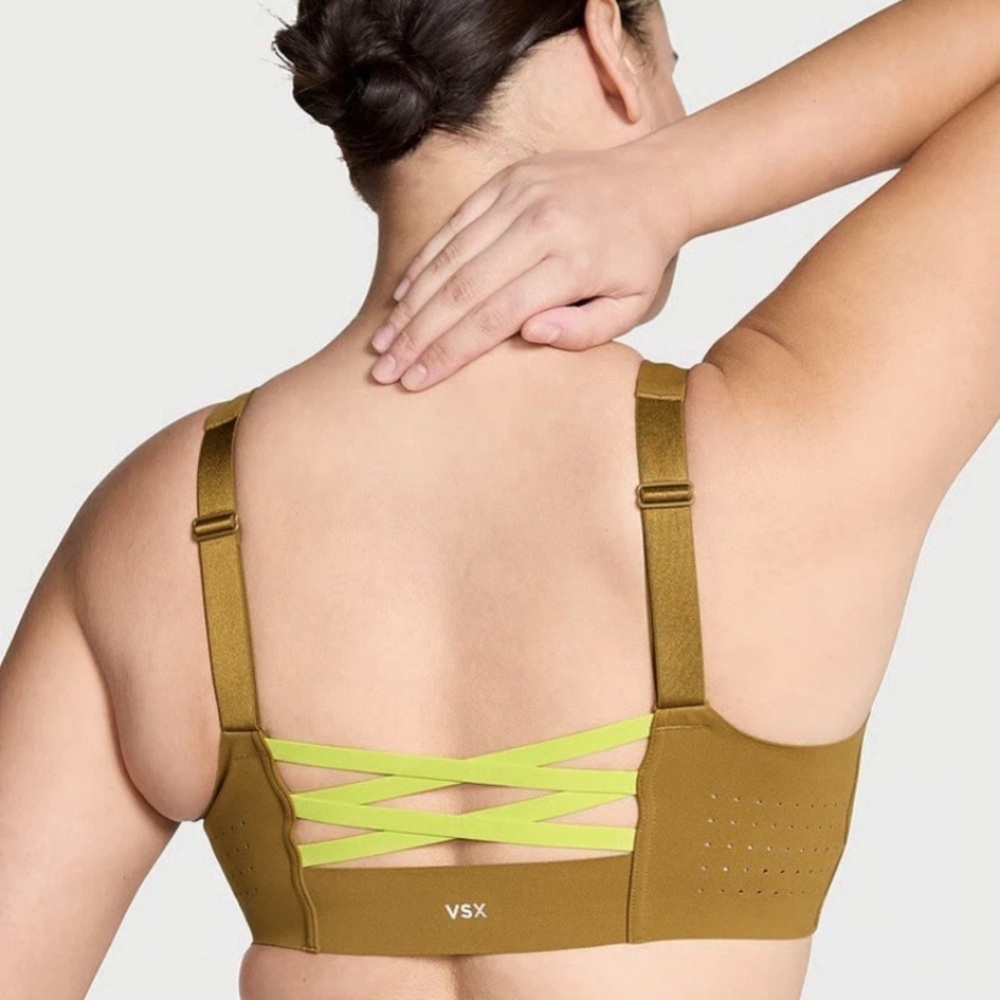 VSX Olive and Lime Crisscross Back Sports Bra 36DDD